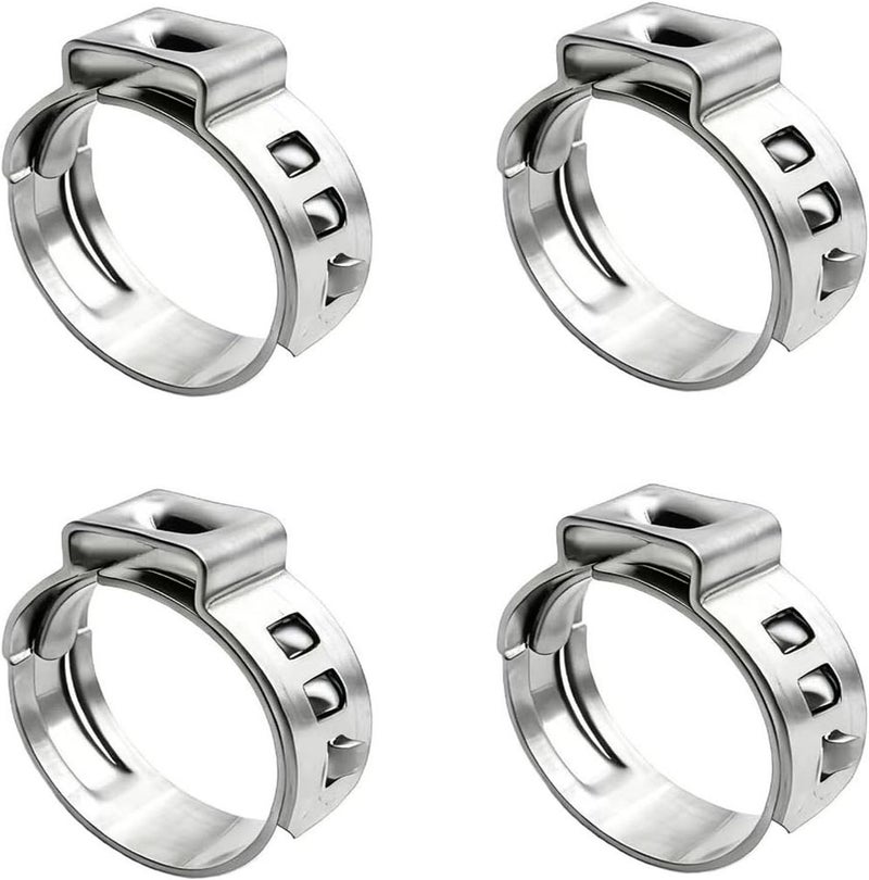 ANDILIKE 33 PCS Hose Ear Clamps 304 Stainless Steel,23.5mm (5/8 Inch) Single Ear Hose Clamp Clip,Hose Fitting for Securing Pipe Hose - Image 1